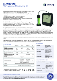 Thumbnail of document Data Sheet - EL-WiFi-VAC Vaccination Monitoring Kit